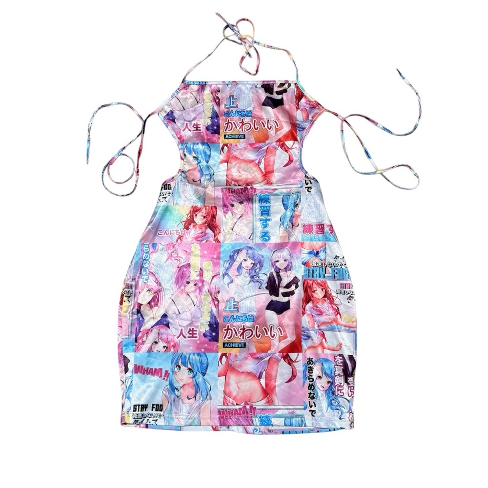 Anime open back satin dress